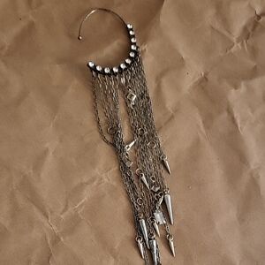 Silver Chain Dangle Ear Cuff/Earring